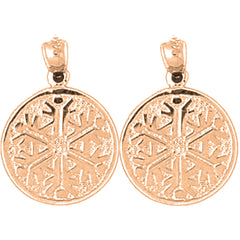 14K or 18K Gold 21mm Snow Flake Earrings