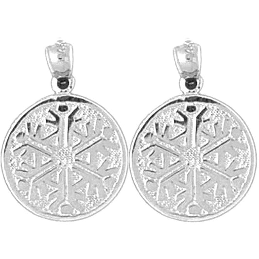 Sterling Silver 21mm Snow Flake Earrings