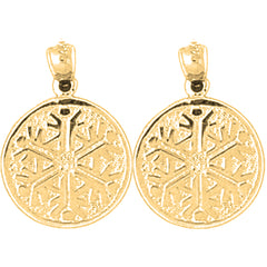 Yellow Gold-plated Silver 21mm Snow Flake Earrings