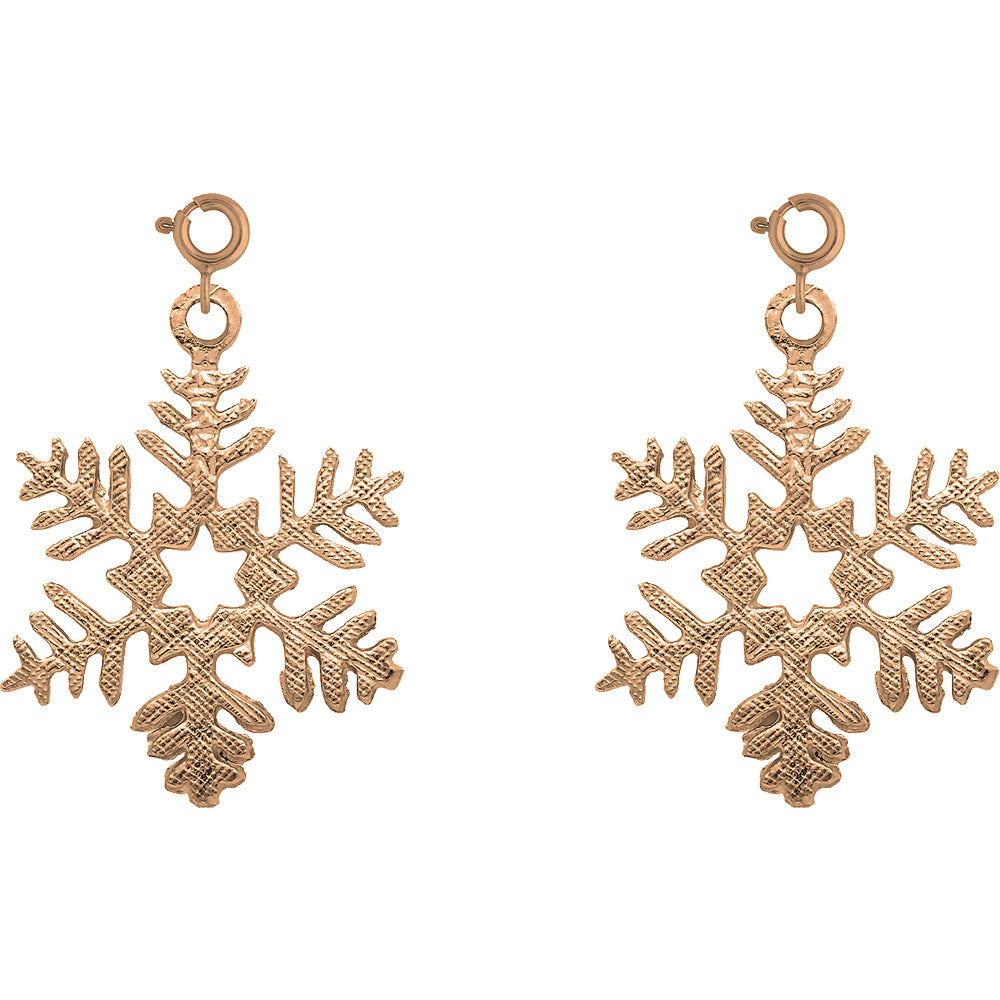 14K or 18K Gold 21mm Snow Flake Earrings