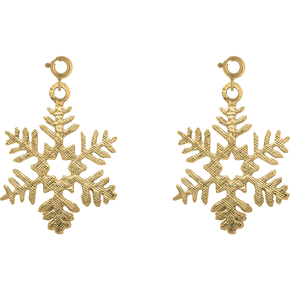 Yellow Gold-plated Silver 21mm Snow Flake Earrings