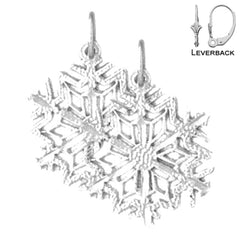 21 mm Schneeflocken-Ohrringe aus Sterlingsilber (weiß- oder gelbvergoldet)