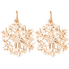 14K or 18K Gold 21mm Snow Flake Earrings