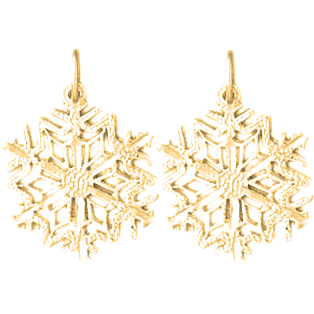 Yellow Gold-plated Silver 21mm Snow Flake Earrings