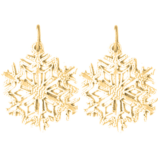 14K or 18K Gold 21mm Snow Flake Earrings