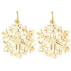 14K or 18K Gold 21mm Snow Flake Earrings