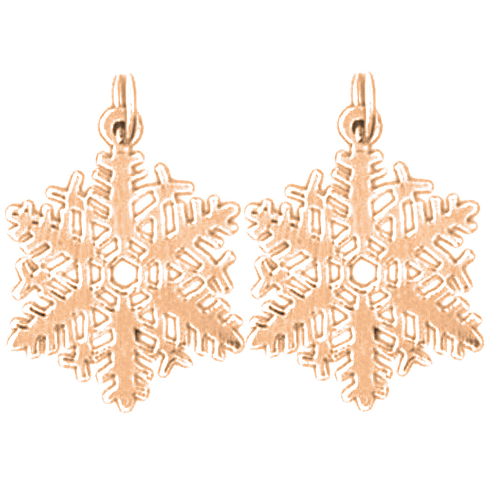 14K or 18K Gold 21mm Snow Flake Earrings