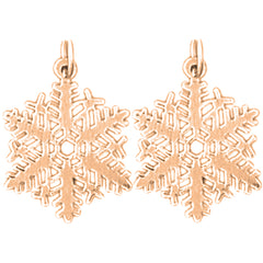 14K or 18K Gold 21mm Snow Flake Earrings