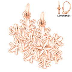 14K or 18K Gold Snow Flake Earrings