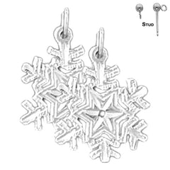 20 mm Schneeflocken-Ohrringe aus Sterlingsilber (weiß- oder gelbvergoldet)
