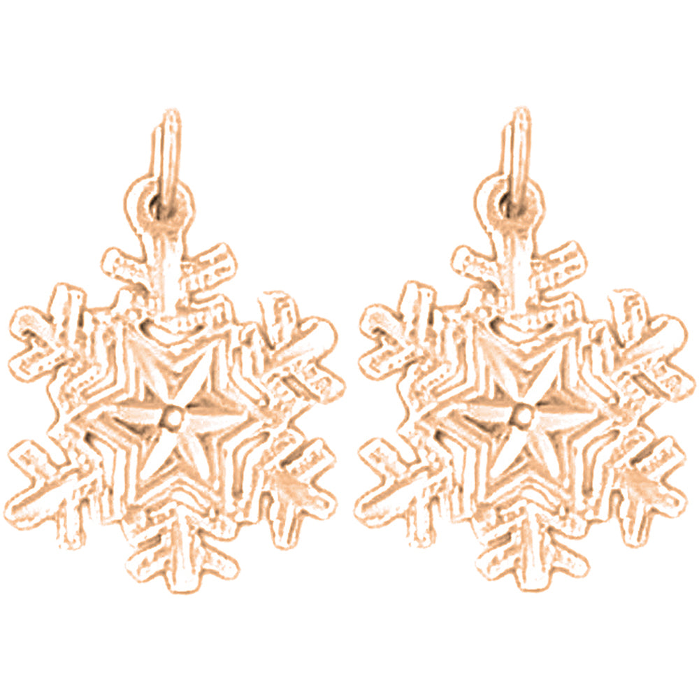 14K or 18K Gold 20mm Snow Flake Earrings