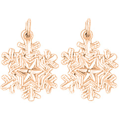 14K or 18K Gold 20mm Snow Flake Earrings