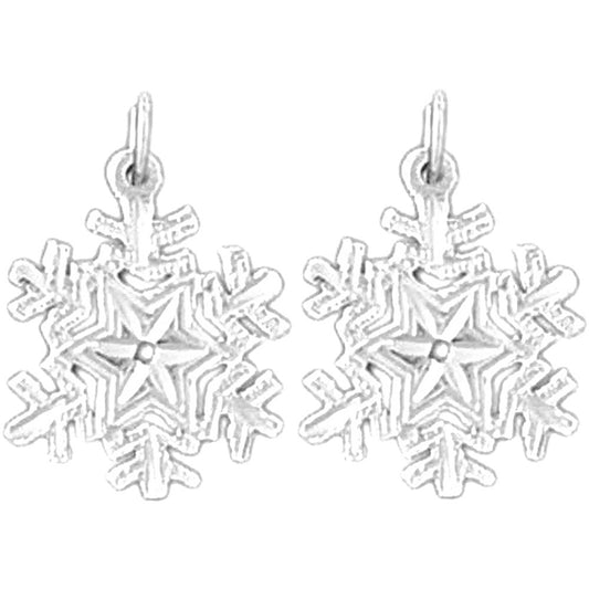 Sterling Silver 20mm Snow Flake Earrings