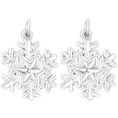 Sterling Silver 20mm Snow Flake Earrings