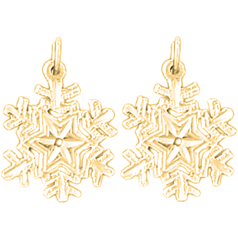 Yellow Gold-plated Silver 20mm Snow Flake Earrings