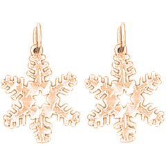 14K or 18K Gold 20mm Snow Flake Earrings