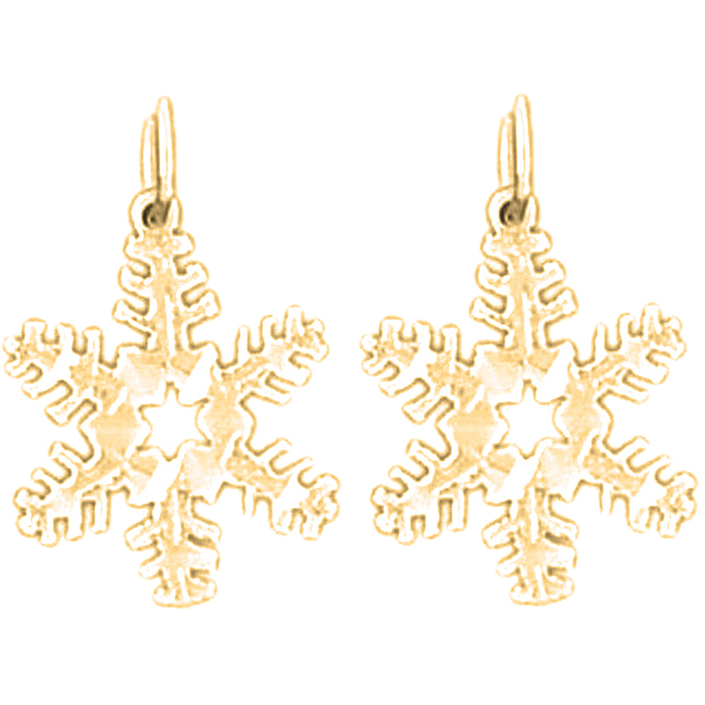 14K or 18K Gold 20mm Snow Flake Earrings