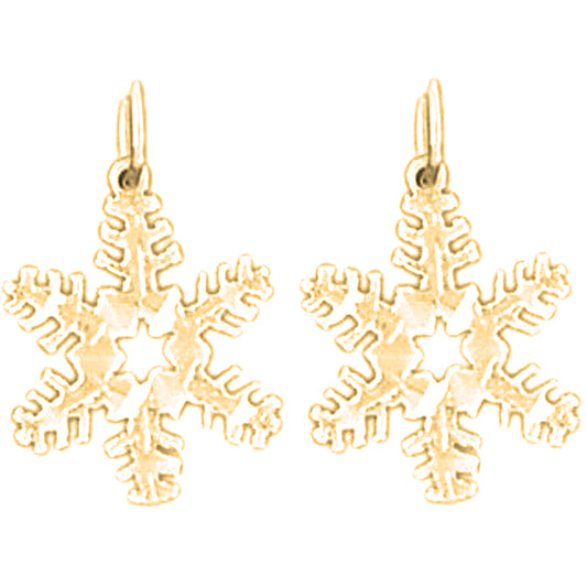 14K or 18K Gold 20mm Snow Flake Earrings