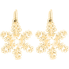 14K or 18K Gold 20mm Snow Flake Earrings