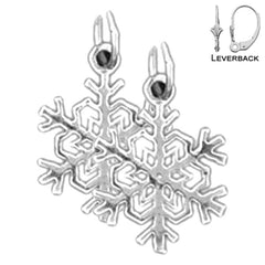 18 mm Schneeflocken-Ohrringe aus Sterlingsilber (weiß- oder gelbvergoldet)