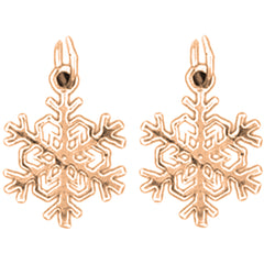 14K or 18K Gold 18mm Snow Flake Earrings