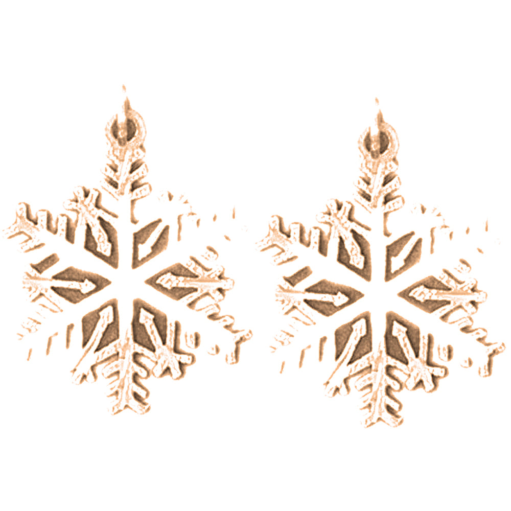 14K or 18K Gold 25mm Snow Flake Earrings