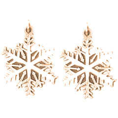 14K or 18K Gold 25mm Snow Flake Earrings
