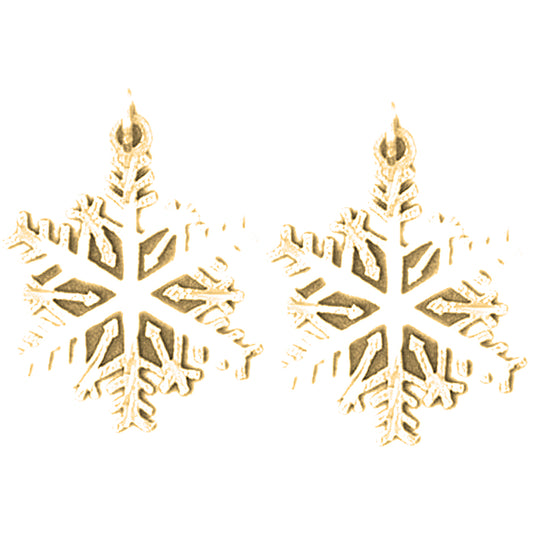 14K or 18K Gold 25mm Snow Flake Earrings