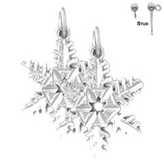 20 mm Schneeflocken-Ohrringe aus Sterlingsilber (weiß- oder gelbvergoldet)