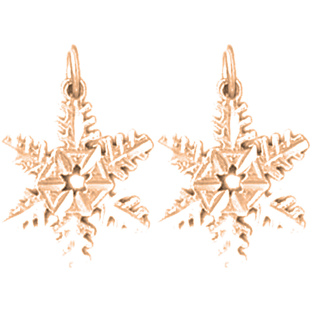 14K or 18K Gold 20mm Snow Flake Earrings