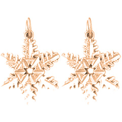 14K or 18K Gold 20mm Snow Flake Earrings