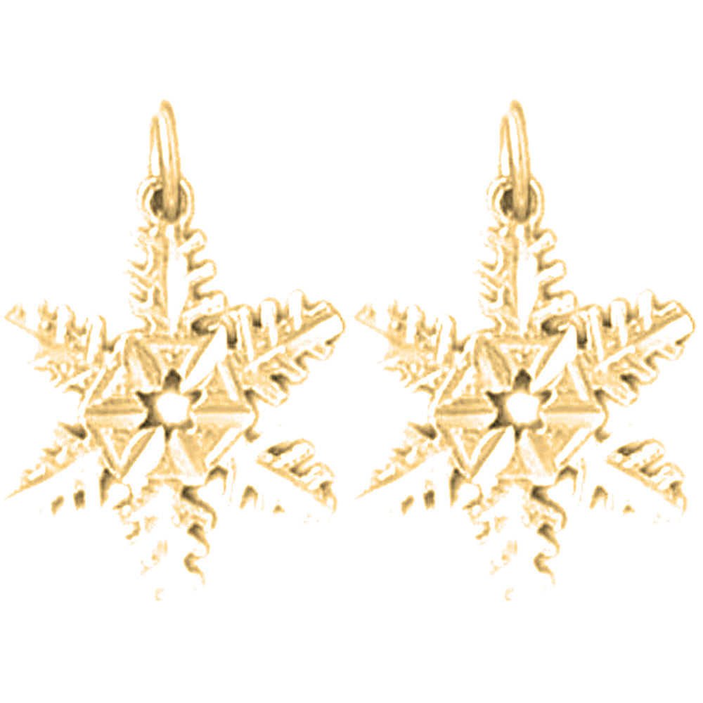 14K or 18K Gold 20mm Snow Flake Earrings