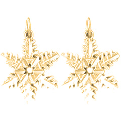 14K or 18K Gold 20mm Snow Flake Earrings
