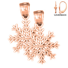 14K or 18K Gold Snow Flake Earrings