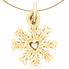 Colgante de copos de nieve de oro de 14 quilates o 18 quilates