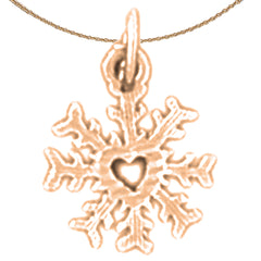 Colgante de copos de nieve de oro de 14 quilates o 18 quilates