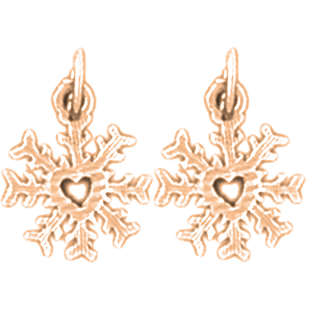 14K or 18K Gold 14mm Snow Flake Earrings