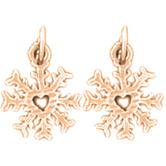 14K or 18K Gold 14mm Snow Flake Earrings