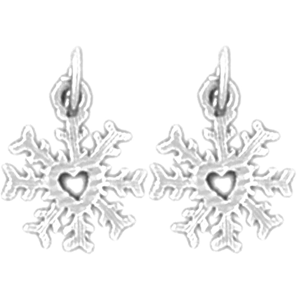 Sterling Silver 14mm Snow Flake Earrings