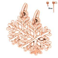 14K or 18K Gold Snow Flake Earrings