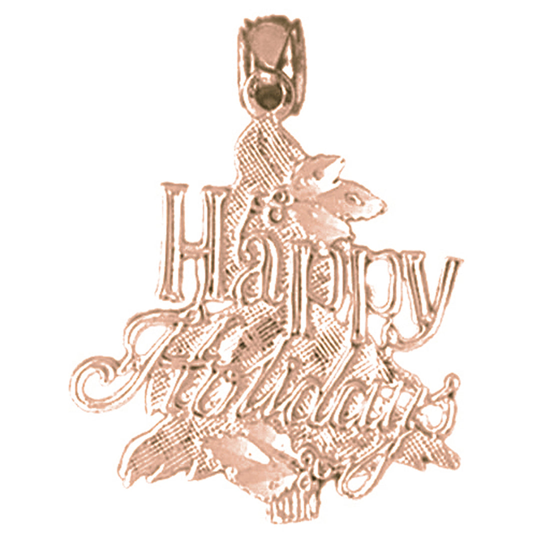 10K, 14K or 18K Gold Happy Holidays Pendant