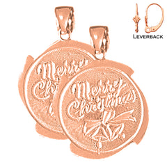Pendientes Feliz Navidad de Oro de 14K o 18K de 25mm