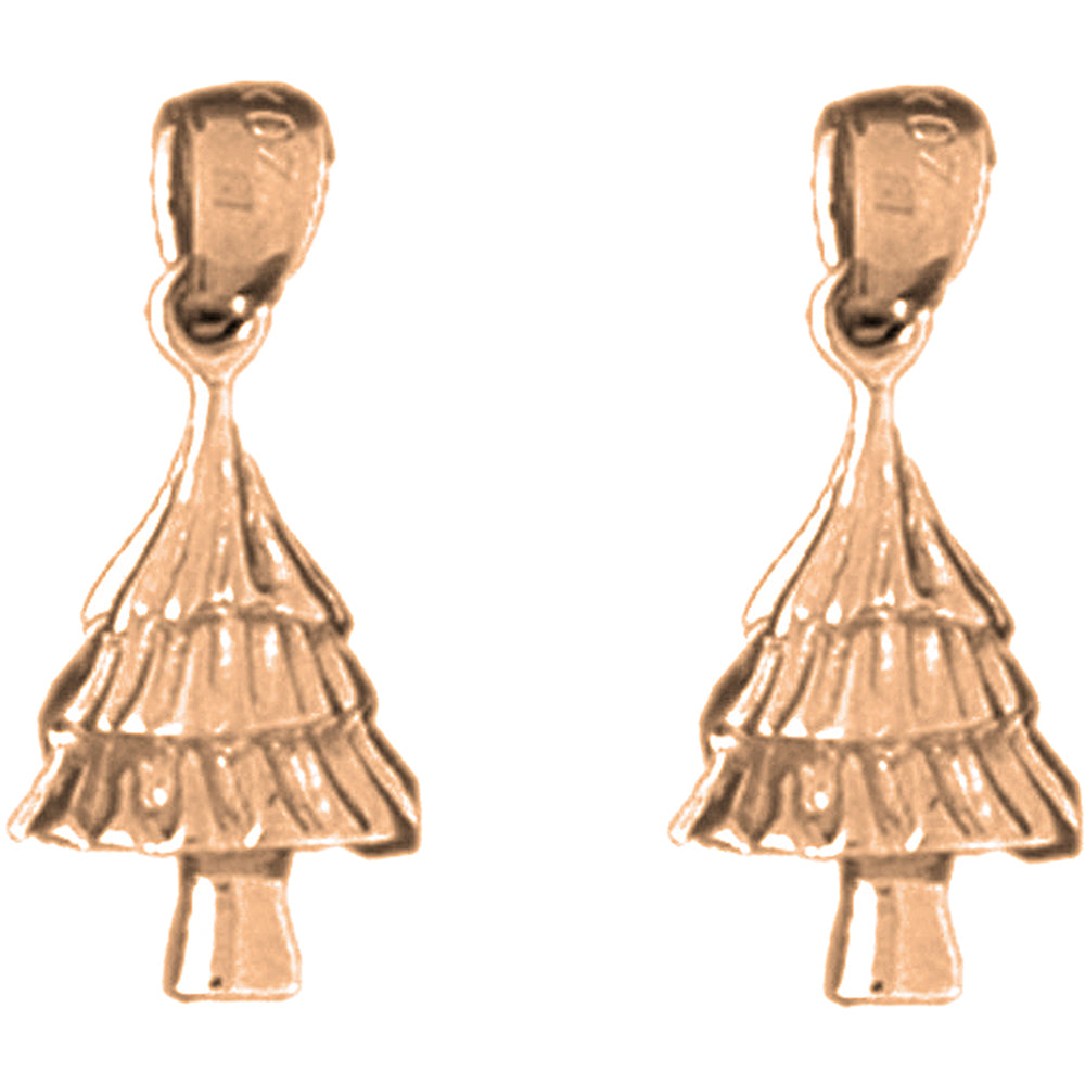 14K or 18K Gold 20mm Christmas Tree Earrings