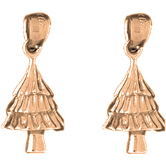 14K or 18K Gold 20mm Christmas Tree Earrings