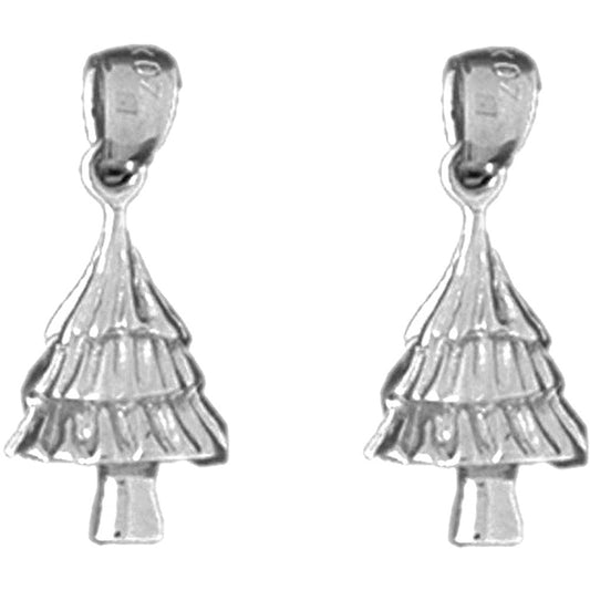 Sterling Silver 20mm Christmas Tree Earrings