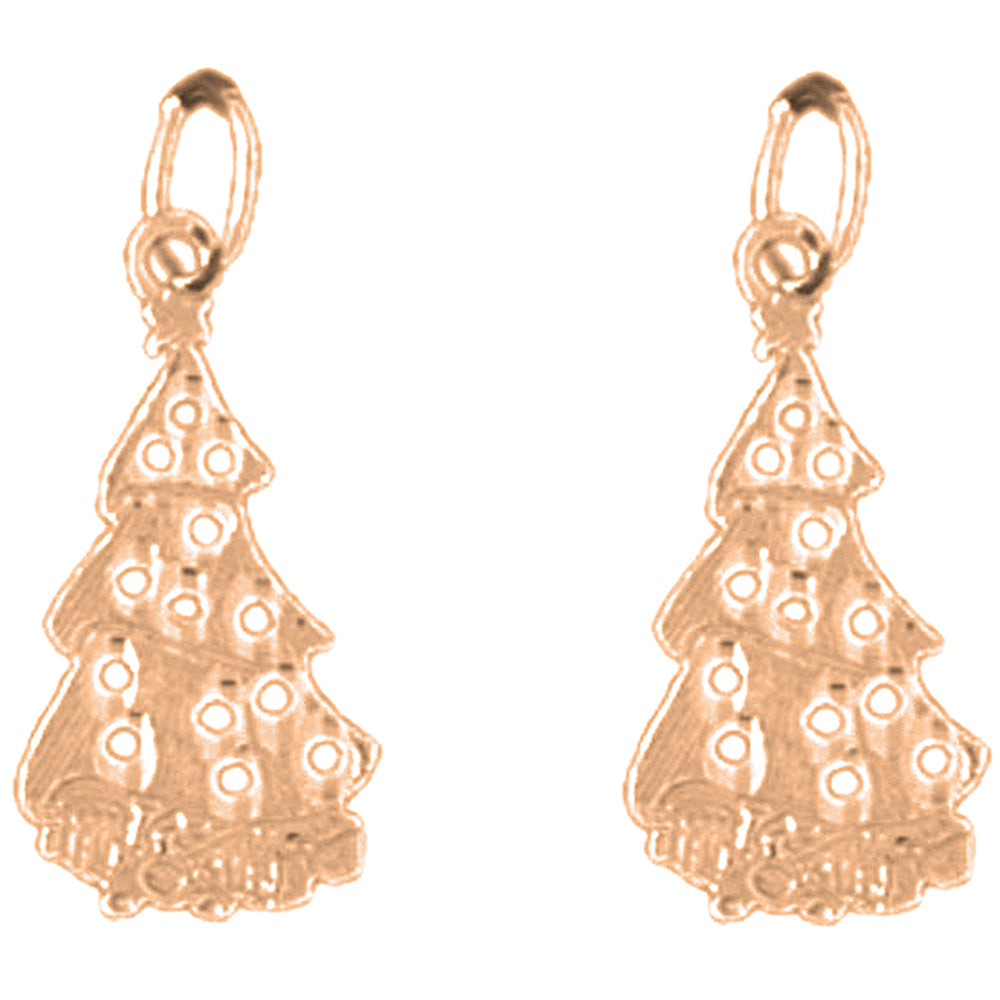 14K or 18K Gold 20mm Christmas Tree Earrings