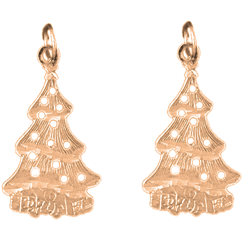 14K or 18K Gold 27mm Christmas Tree Earrings
