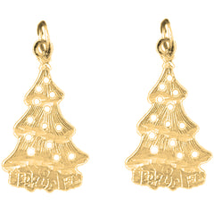 Yellow Gold-plated Silver 27mm Christmas Tree Earrings