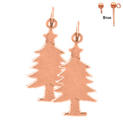 14K oder 18K Gold 23mm Weihnachtsbaum Ohrringe