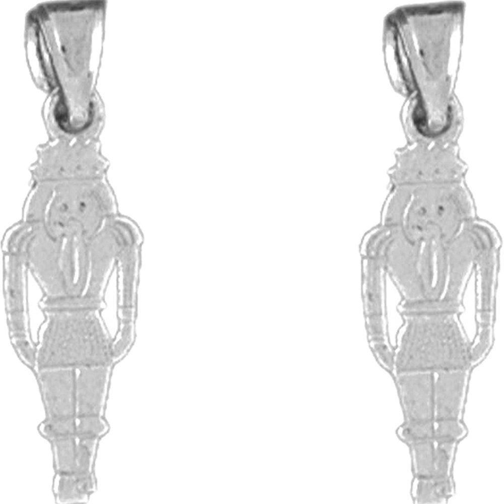 Sterling Silver 22mm Nut Cracker Earrings